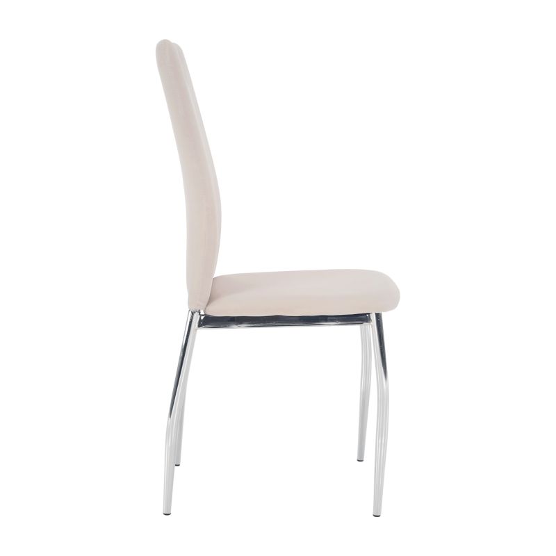 Jedálenská stolička, béžová Dulux Velvet látka, nohy chróm, OLIVA NEW