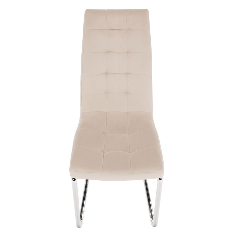 Jedálenská stolička, béžová Dulux Velvet látka, nohy chróm, SALOMA NEW