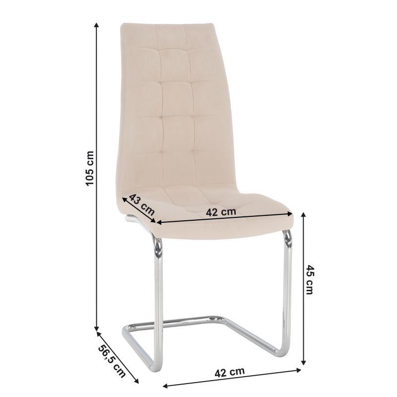 Jedálenská stolička, béžová Dulux Velvet látka, nohy chróm, SALOMA NEW