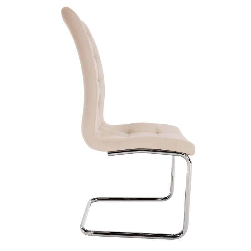 Jedálenská stolička, béžová Dulux Velvet látka, nohy chróm, SALOMA NEW