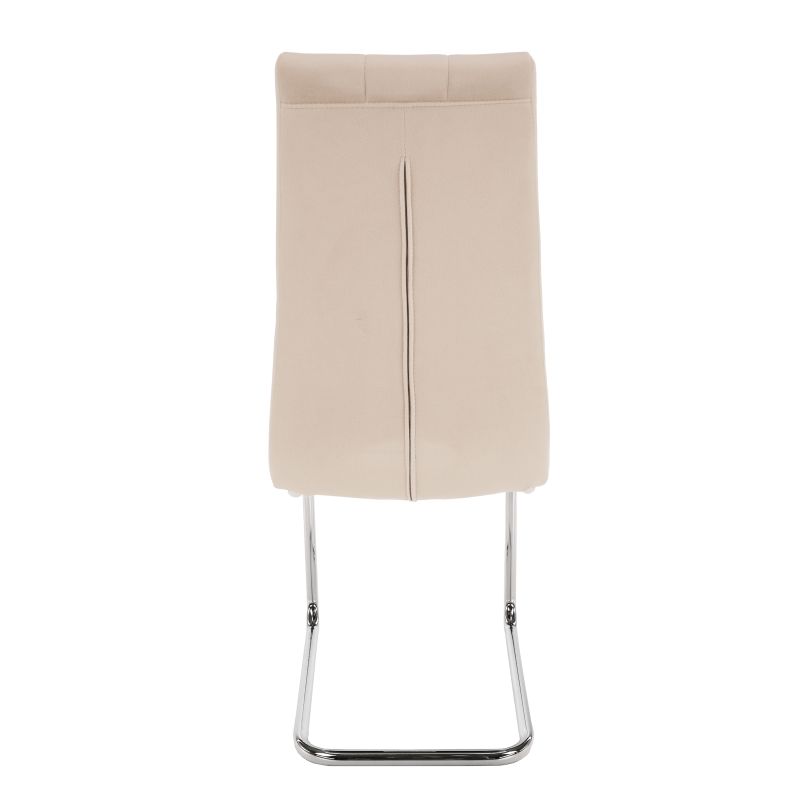 Jedálenská stolička, béžová Dulux Velvet látka, nohy chróm, SALOMA NEW