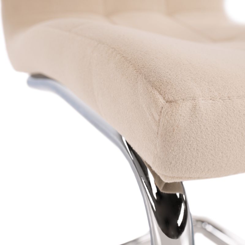 Jedálenská stolička, béžová Dulux Velvet látka, nohy chróm, SALOMA NEW