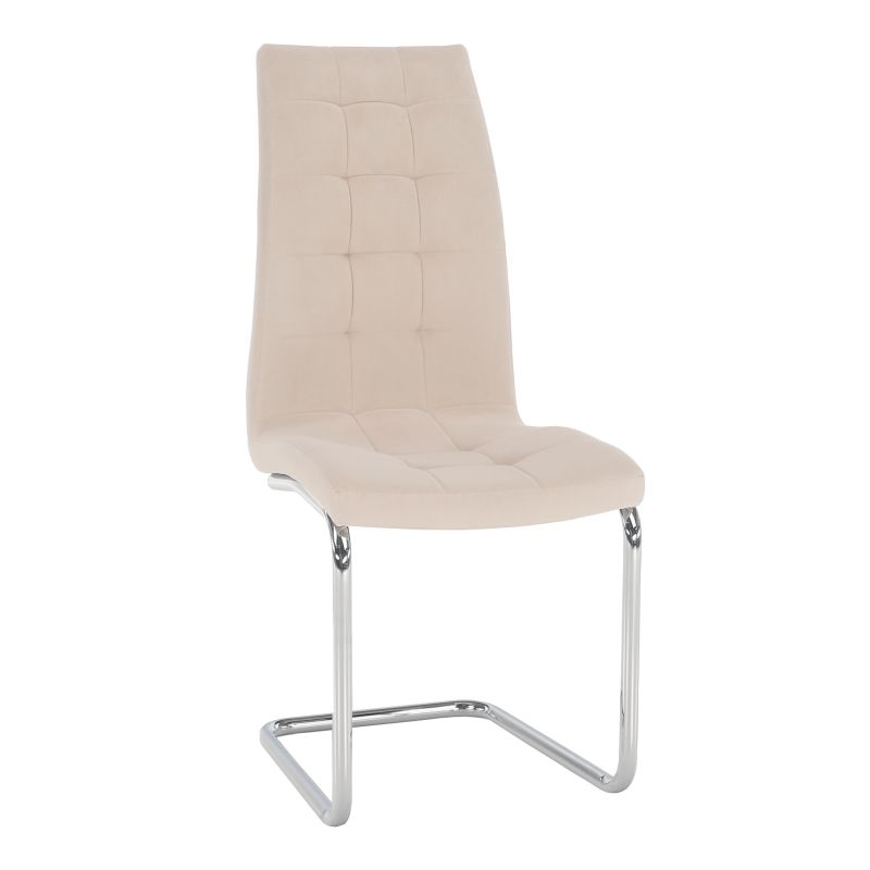 Jedálenská stolička, béžová Dulux Velvet látka, nohy chróm, SALOMA NEW