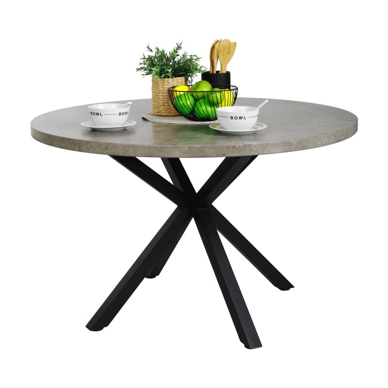 Jedálenský stôl, okrúhly 120cm, MDF, betón, čierny, MEDOR