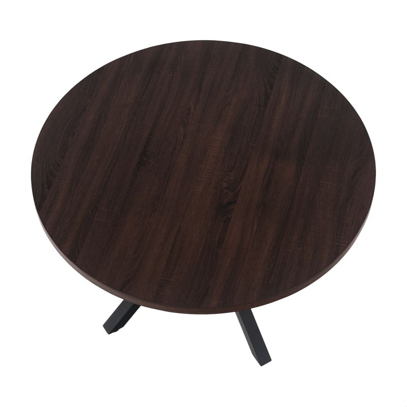 Jedálenský stôl, okrúhly 120cm, MDF, tmavý dub, čierny, MEDOR
