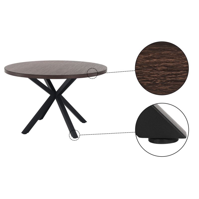 Jedálenský stôl, okrúhly 120cm, MDF, tmavý dub, čierny, MEDOR