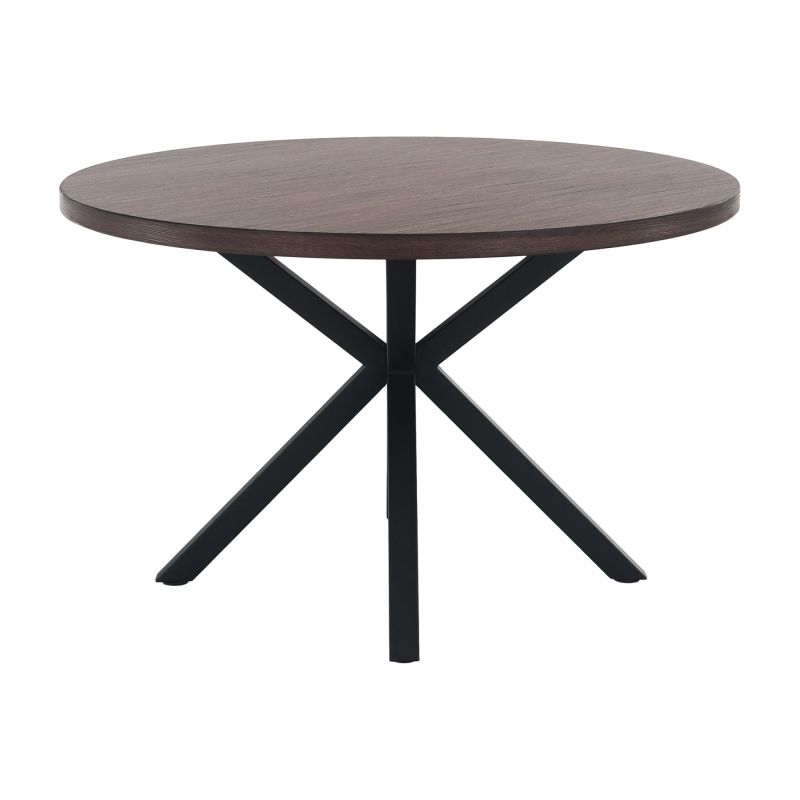 Jedálenský stôl, okrúhly 120cm, MDF, tmavý dub, čierny, MEDOR