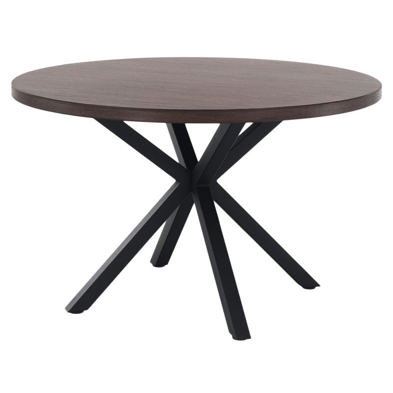 Jedálenský stôl, okrúhly 120cm, MDF, tmavý dub, čierny, MEDOR