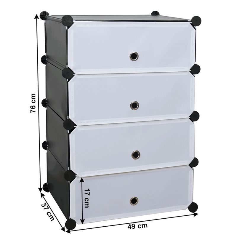 Modulárny organizér na topánky, 49cm, čierny, biely, PORET