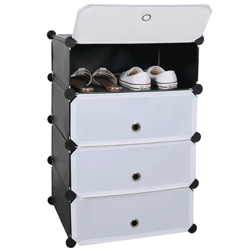 Modulárny organizér na topánky, 49cm, čierny, biely, PORET