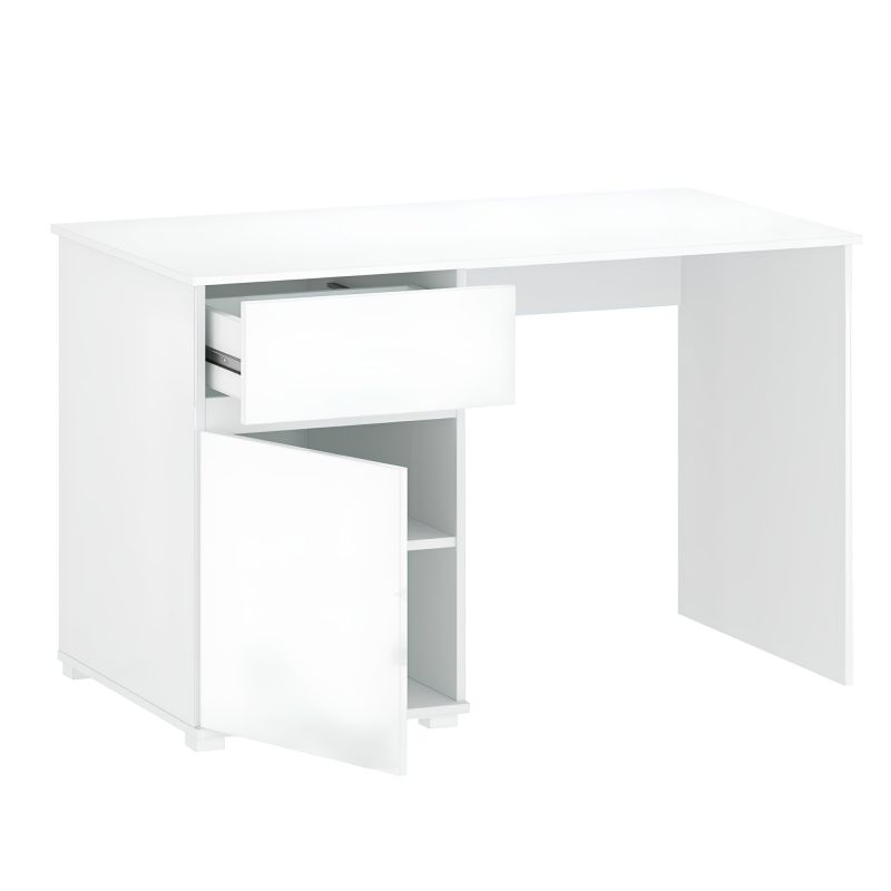 PC stôl, 120x67cm, biely lesk, LINDY 1D1S