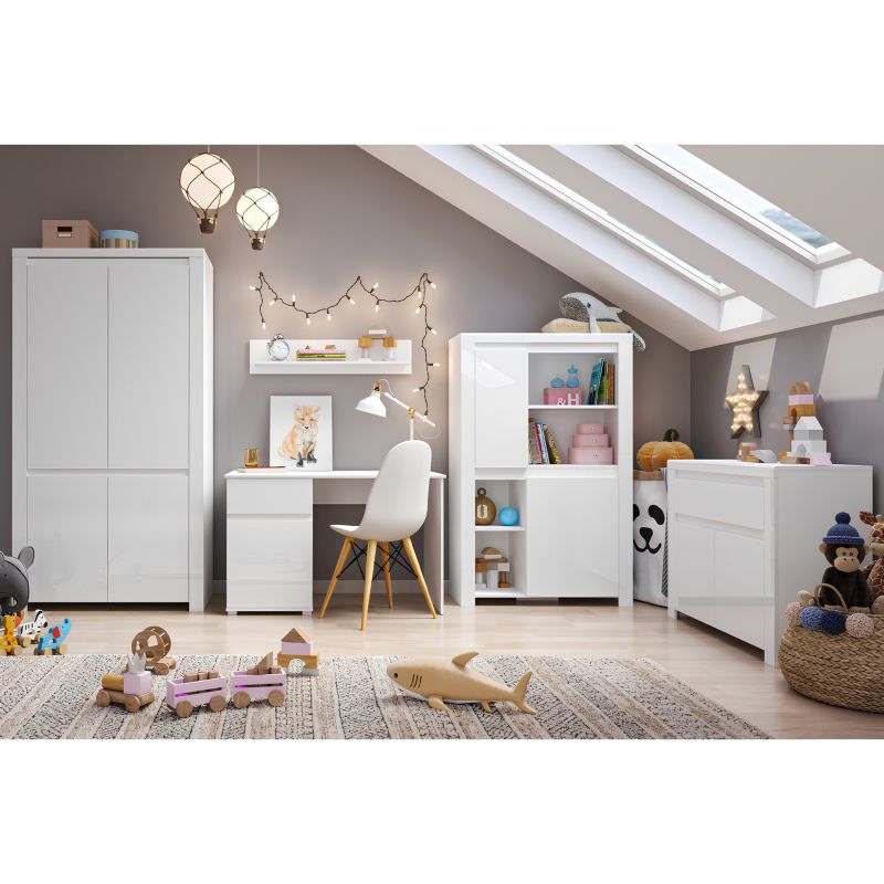 PC stôl, 120x67cm, biely lesk, LINDY 1D1S