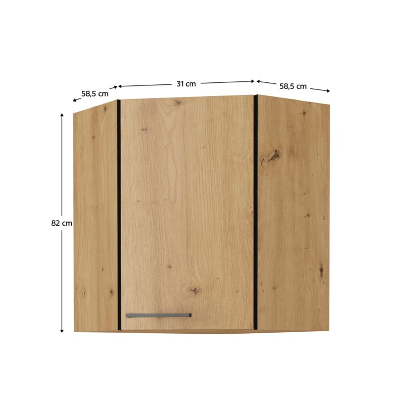 Horná skrinka rohová, 58x58cm, dub artisan, MONRO 60/60 GN-72 1F