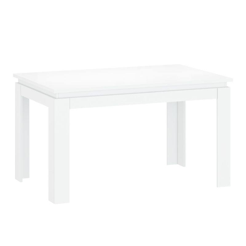 Jedálenský stôl, 135x86cm, rozkladací, DTD, biely lesk, LINDY