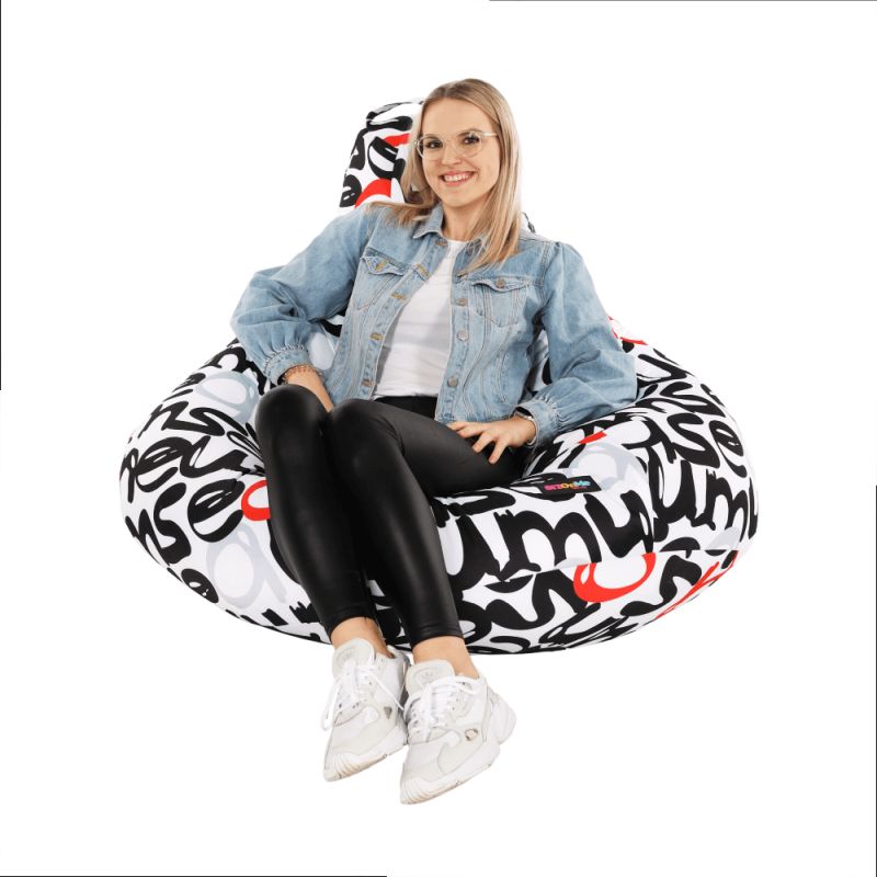Sedací vak, 86cm, viacfarebný, vzor, ELION