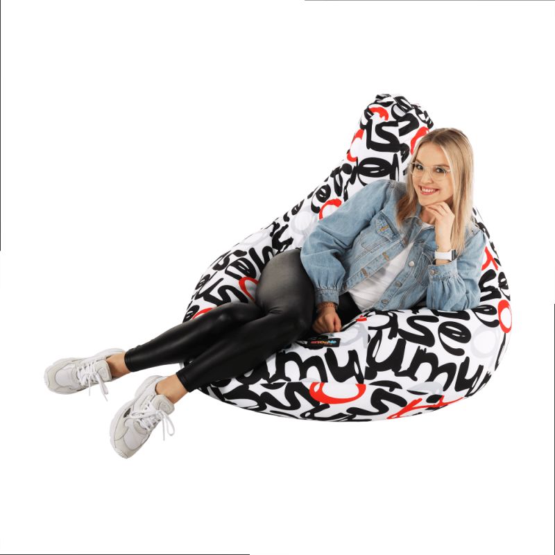 Sedací vak, 86cm, viacfarebný, vzor, ELION