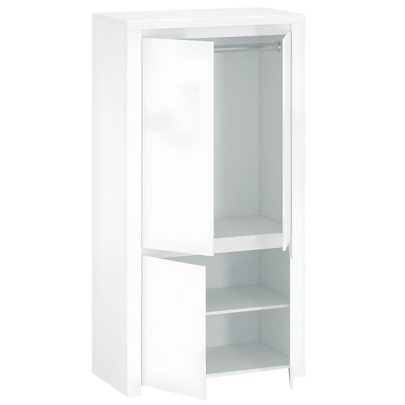 Skriňa, 106cm, kombinovaná, biely lesk, LINDY 4D
