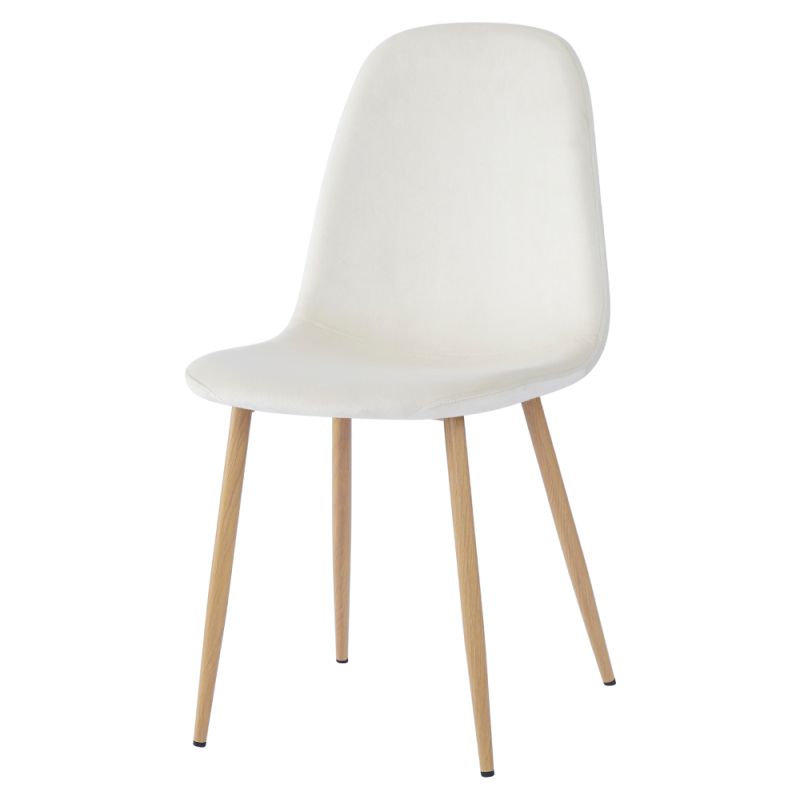 Stolička jedálenská, béžová Dulux Velvet  látka, nohy kov buk, LEGA NEW