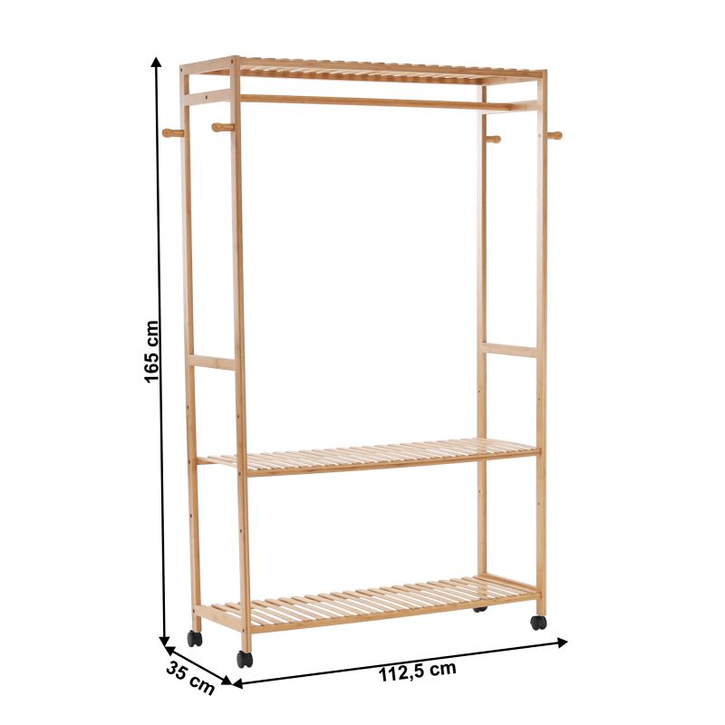 Šatníkový organizér, 112cm, bambus, prírodný, MELAR