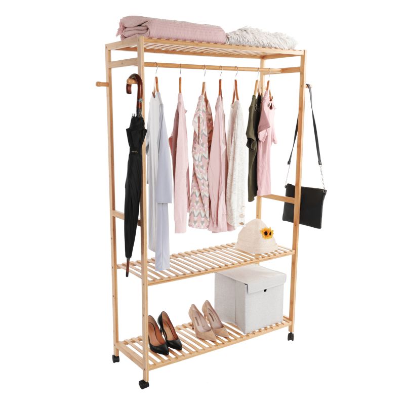 Šatníkový organizér, 112cm, bambus, prírodný, MELAR