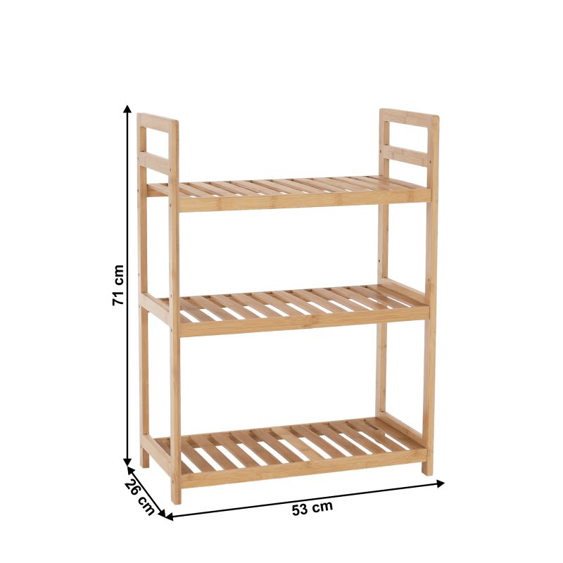 Regál, 53cm, 3-policový, prírodný bambus, FIORE TYP 1