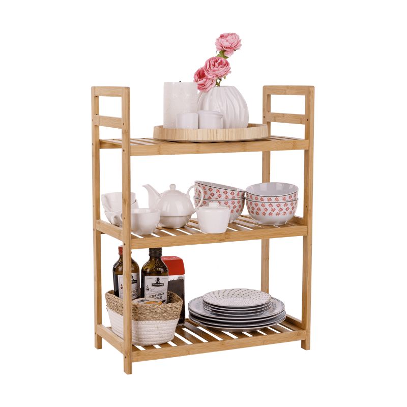 Regál, 53cm, 3-policový, prírodný bambus, FIORE TYP 1