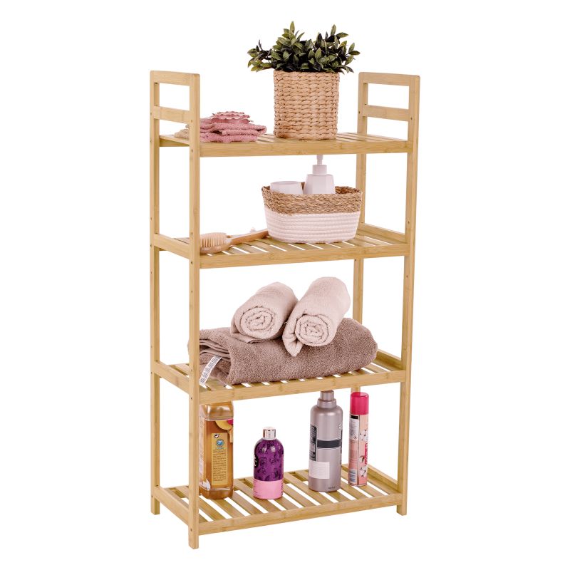 Regál, 53cm, 4-policový, prírodný bambus, FIORE TYP 2