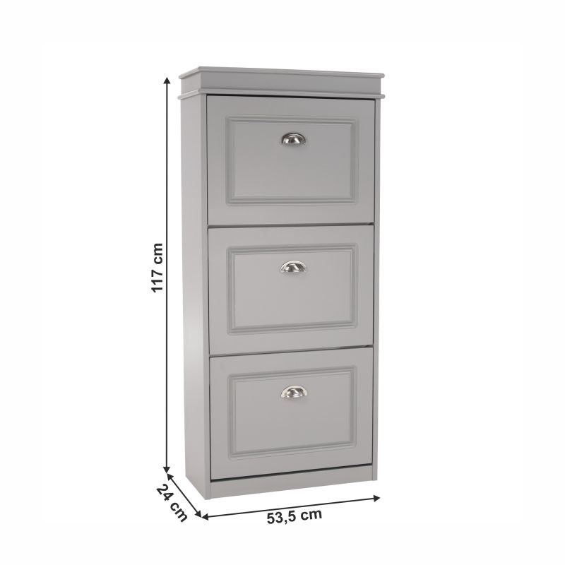 Botník, 53cm, 3-radový, sivý, SEBER TYP 2