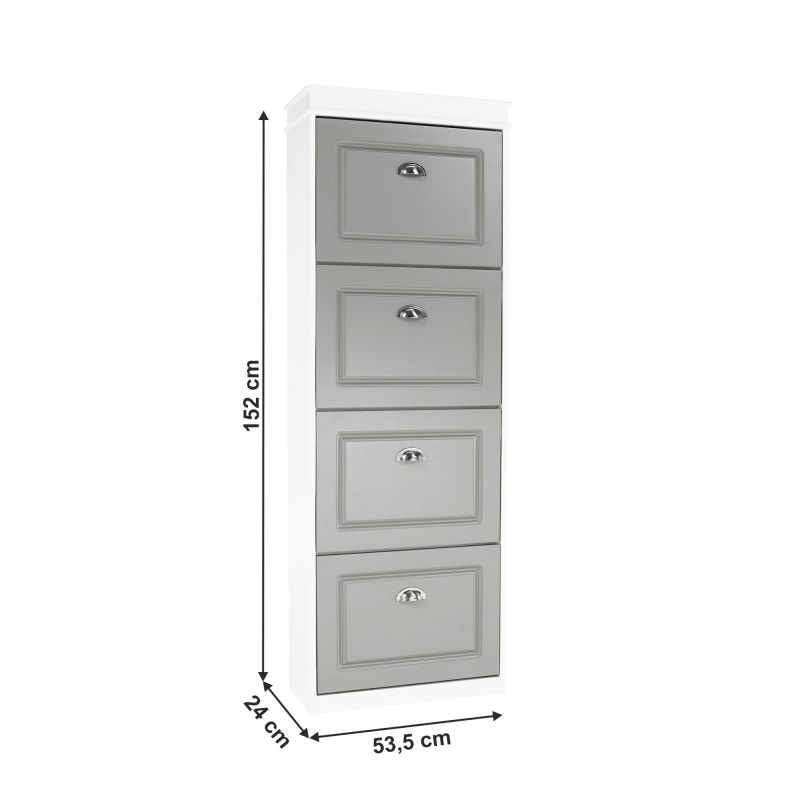 Botník, 53cm, 4-radový, biely, sivý, SEBER TYP 3