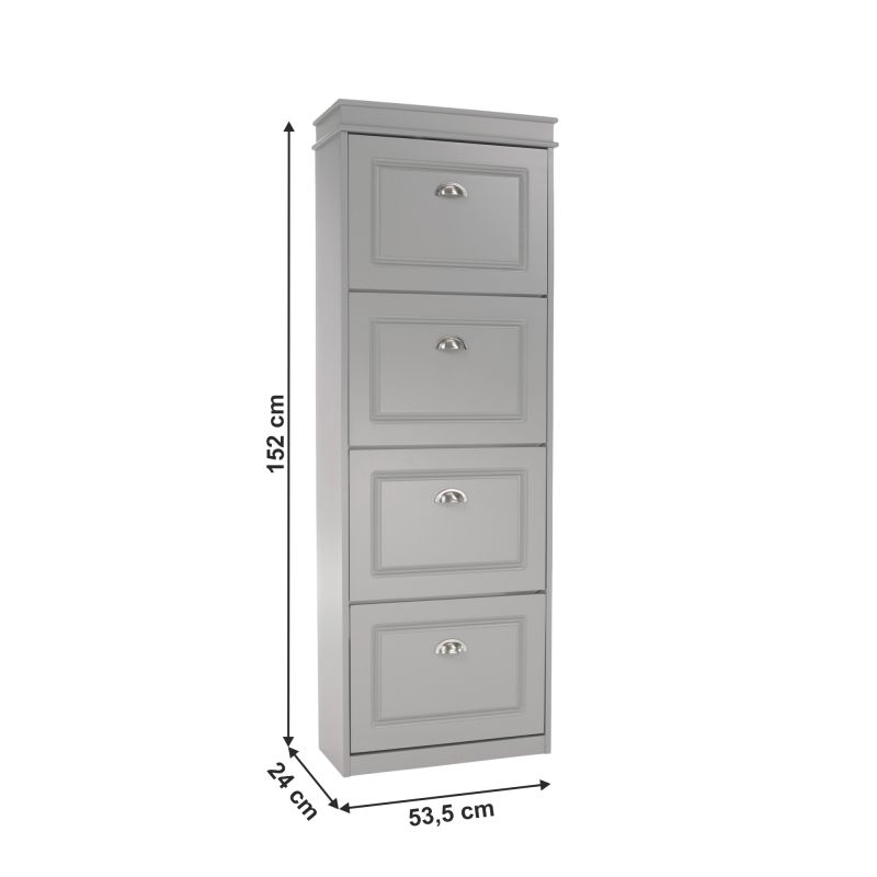 Botník, 53cm, 4-radový, sivý, SEBER TYP 3