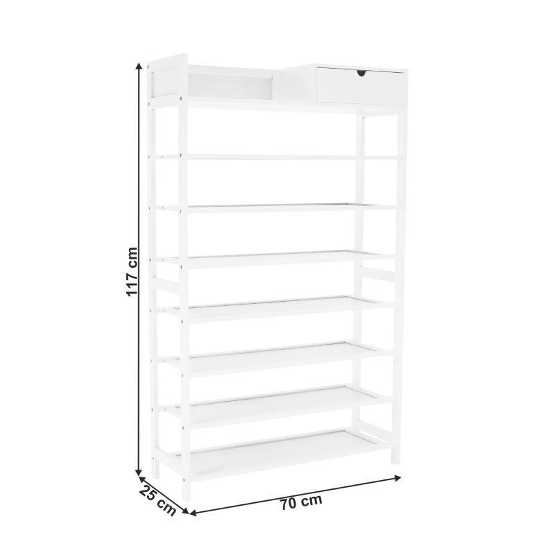 Botník, 70cm, 7-radový, biely, KATLEY