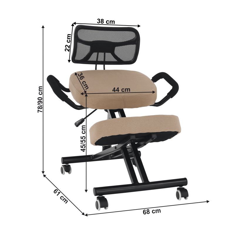 Ergonomická kľakačka, béžová látka, čierna, RUFUS