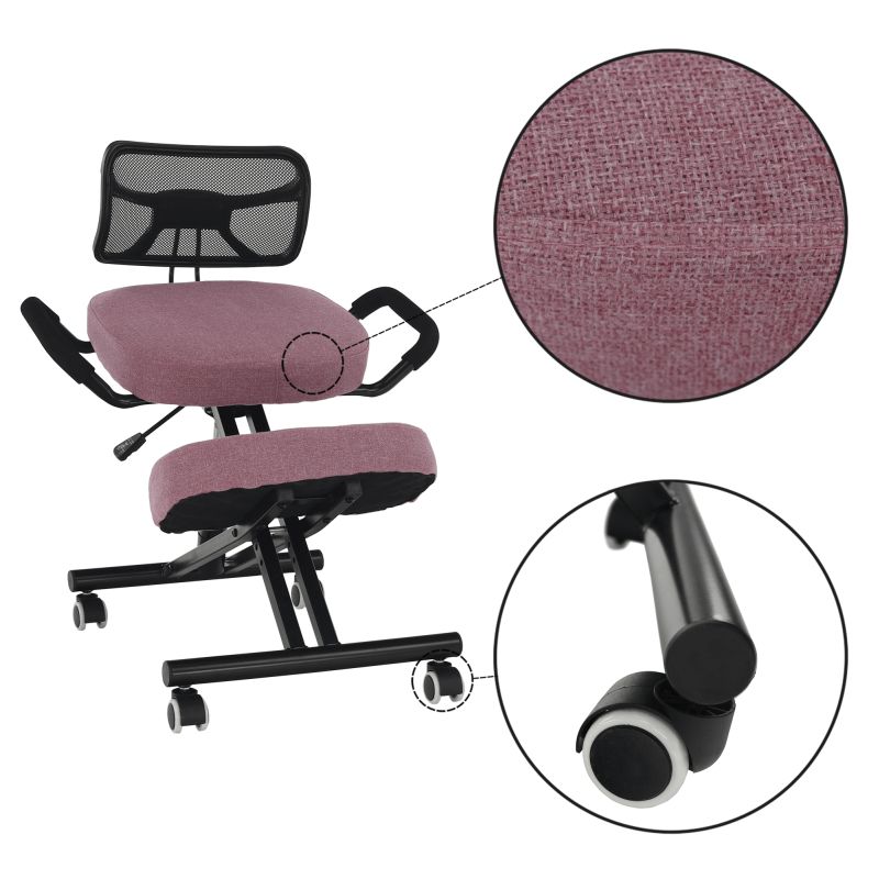 Ergonomická kľakačka, ružová látka, čierna, RUFUS