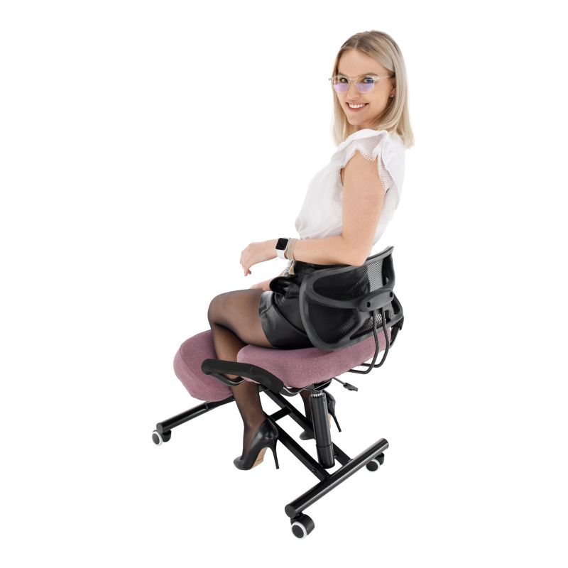 Ergonomická kľakačka, ružová látka, čierna, RUFUS