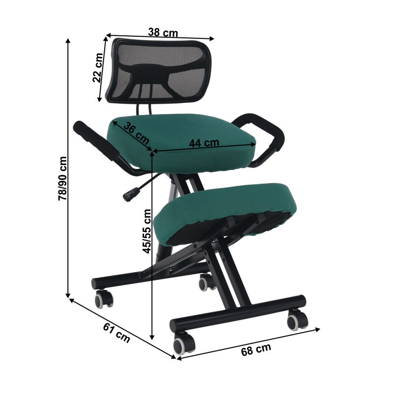 Ergonomická kľakačka, zelená látka, čierna, RUFUS