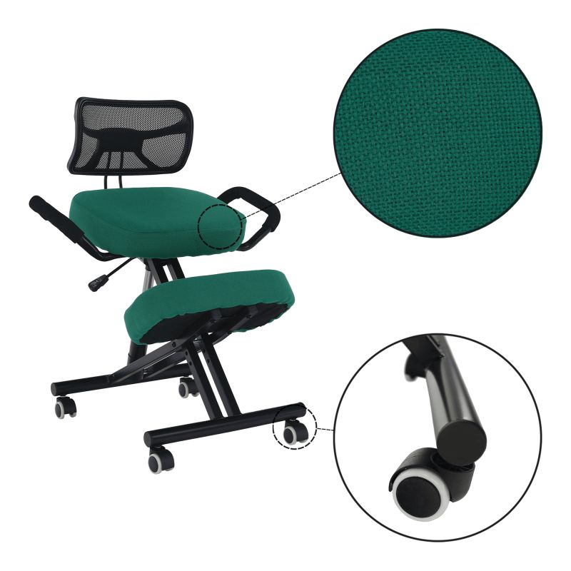 Ergonomická kľakačka, zelená látka, čierna, RUFUS