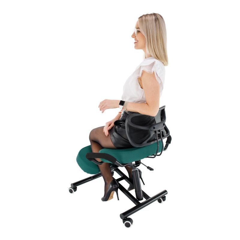 Ergonomická kľakačka, zelená látka, čierna, RUFUS
