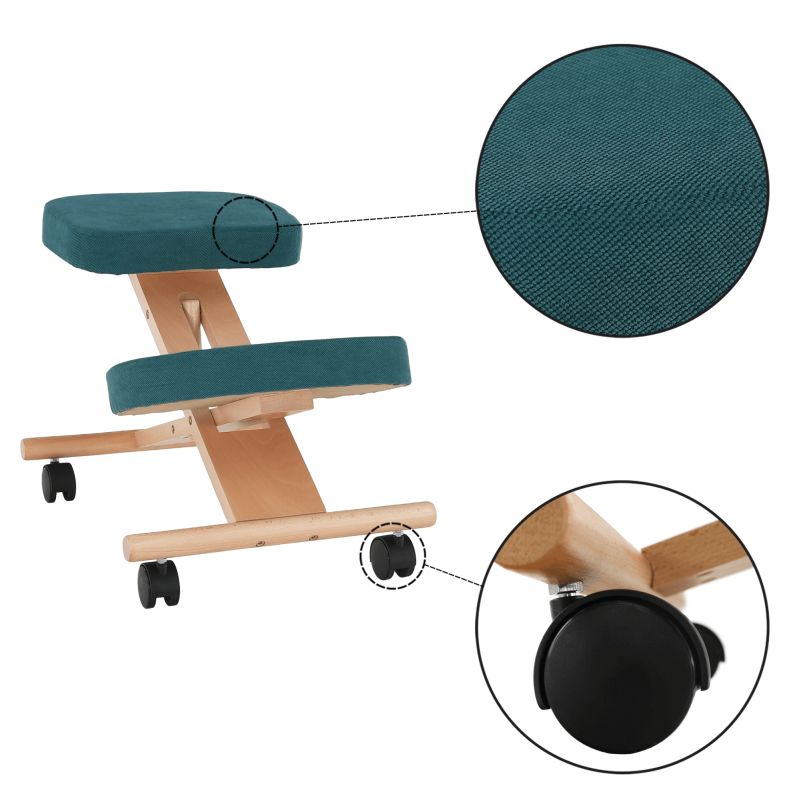Ergonomická kľakačka, 46cm, petrolejová látka, buk, FLONET