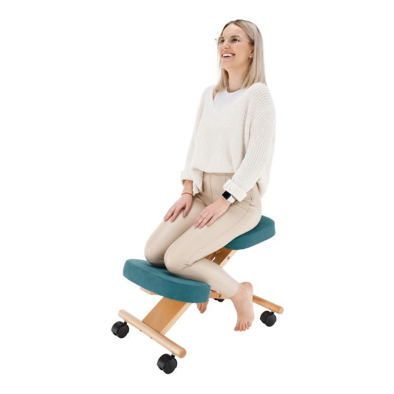Ergonomická kľakačka, 46cm, petrolejová látka, buk, FLONET