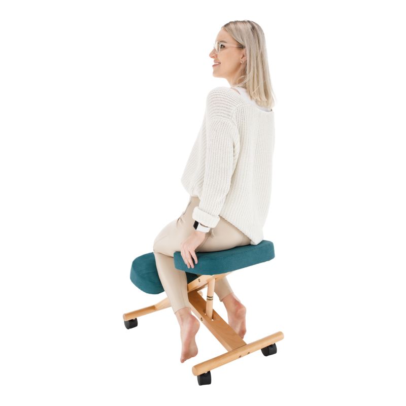 Ergonomická kľakačka, 46cm, petrolejová látka, buk, FLONET
