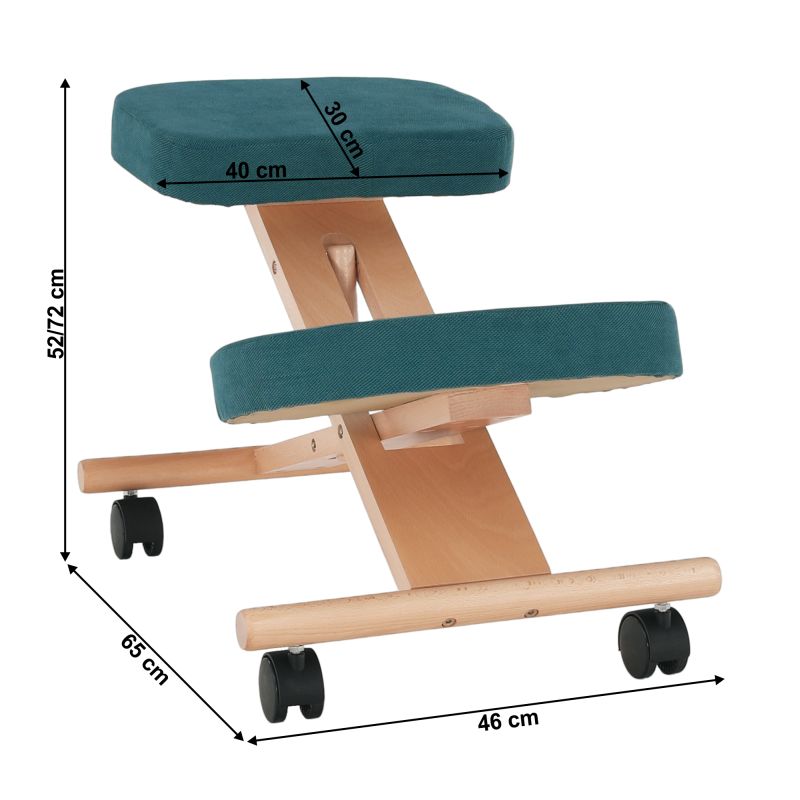 Ergonomická kľakačka, 46cm, petrolejová látka, buk, FLONET