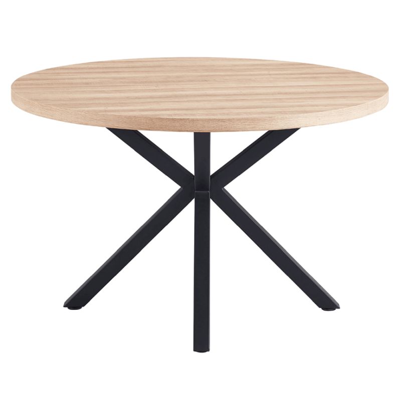 Jedálenský stôl, okrúhly 120cm, MDF, dub sonoma, čierny, MEDOR