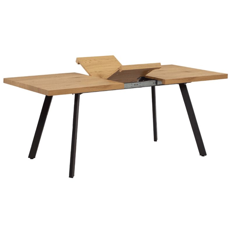 Jedálenský stôl, 140x80cm, rozkladací, MDF, dub, čierny, AKAIKO