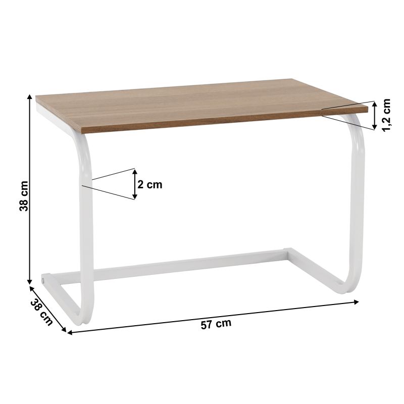 Odkladacia polica, 57cm, biela, dub natural, AVENO