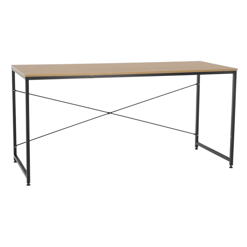 Písací stôl, 150x60cm, dub, čierny, MELLORA