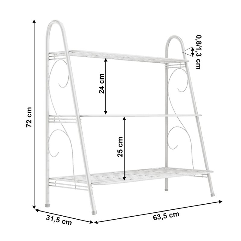 Regál, 63cm, 3-policový, biely, VERUMA