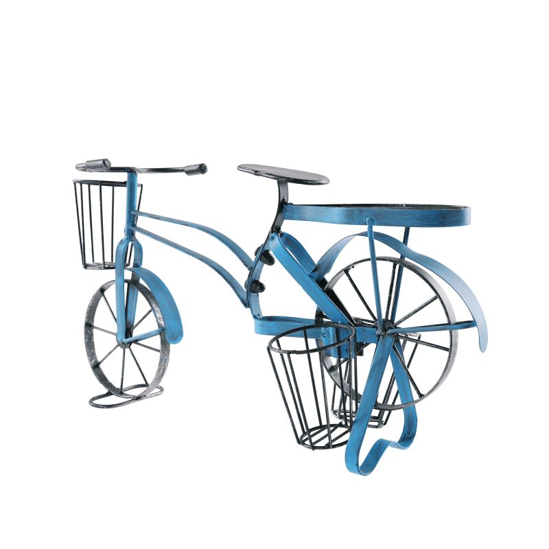 RETRO kvetináč v tvare bicykla, kov čierny, modrý, ALBO