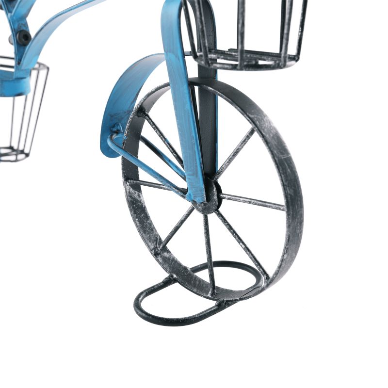 RETRO kvetináč v tvare bicykla, kov čierny, modrý, ALBO