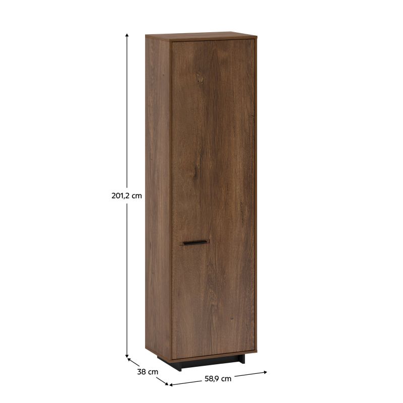 Skriňa, 59cm, policová, dub bolzano, čierna, pravá, DELIS V2