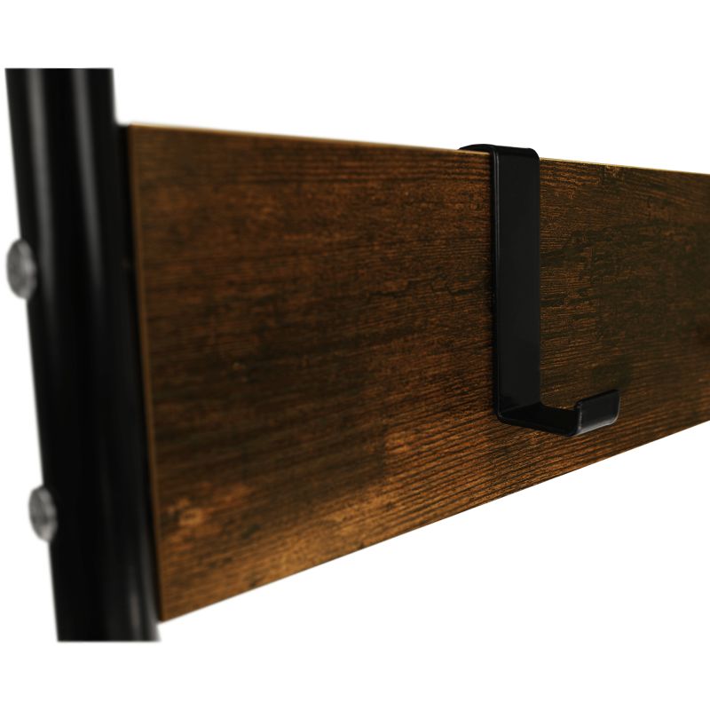 Vešiak s botníkom, 185cm, čierny kov, MDF rustikálne drevo, KELAM